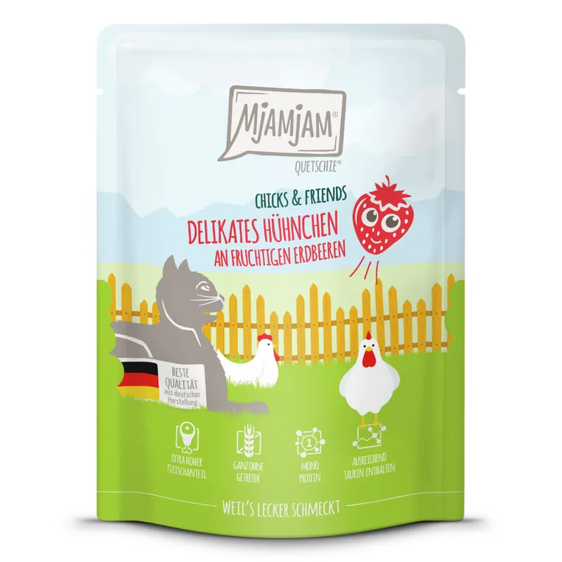 Markenware MJAMJAM Pouchbeutel Chicks & Friends Hühnchen mit Erdbeere 300 g